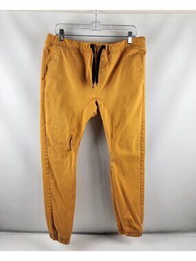 Southpole Pants Mens Large Orange Yellow Flex Movement Drawstring Jogger (34x30)